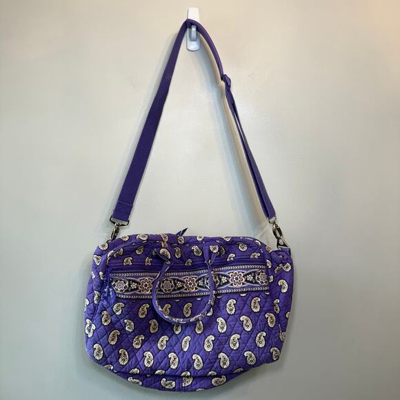 Vera Bradley Simply Violet Paisley Print Quilted Weekender Bag Travel Tote - Picture 9 of 10
